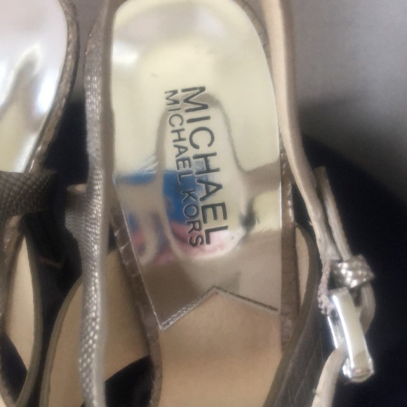 Michael kors NADJA leather embossed metallic platform high heel bronze pewter - Picture 13 of 16